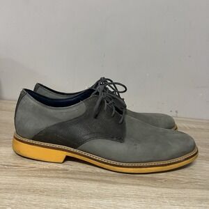 Cole Haan Men's Lunargrand Wingtip Gray Suede  Yellow Sole Oxford Size 13 Shoe
